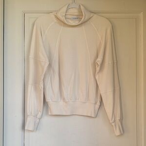 New Without Tag Evereve Cream Cowl Neck Pullover Cotton Blend Top